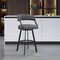 Armen Living Dione 30" Bar Height Swivel Gray Faux Leather and Black Metal Bar Stool 840254335059 - alternate 3